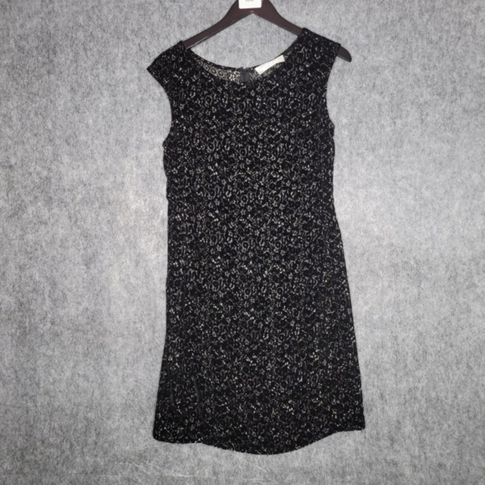 Vintage Charles Nolan‎ Silk Velvet Burnout Dress Black Size 4 Floral Sheer Y2K